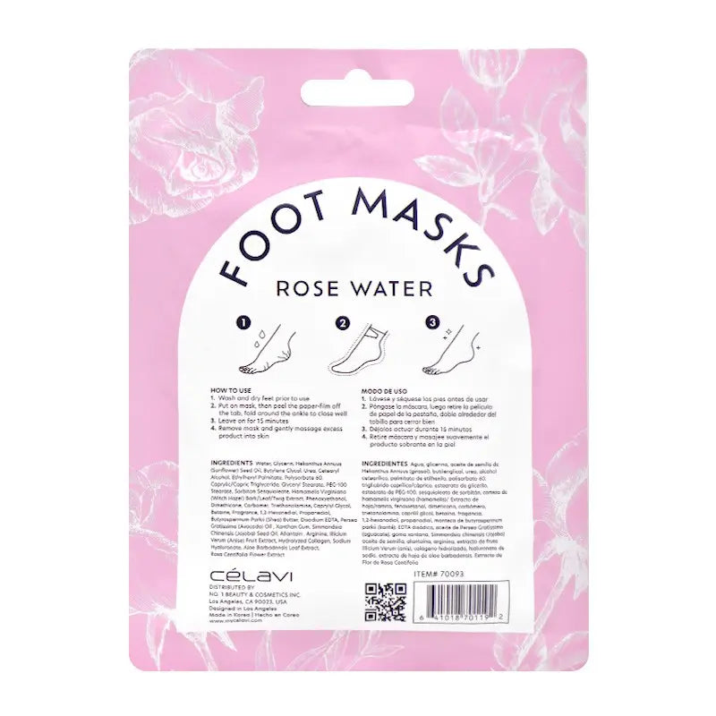 Celavie Lot de 3 paires de masques pour les pieds à l'eau de rose