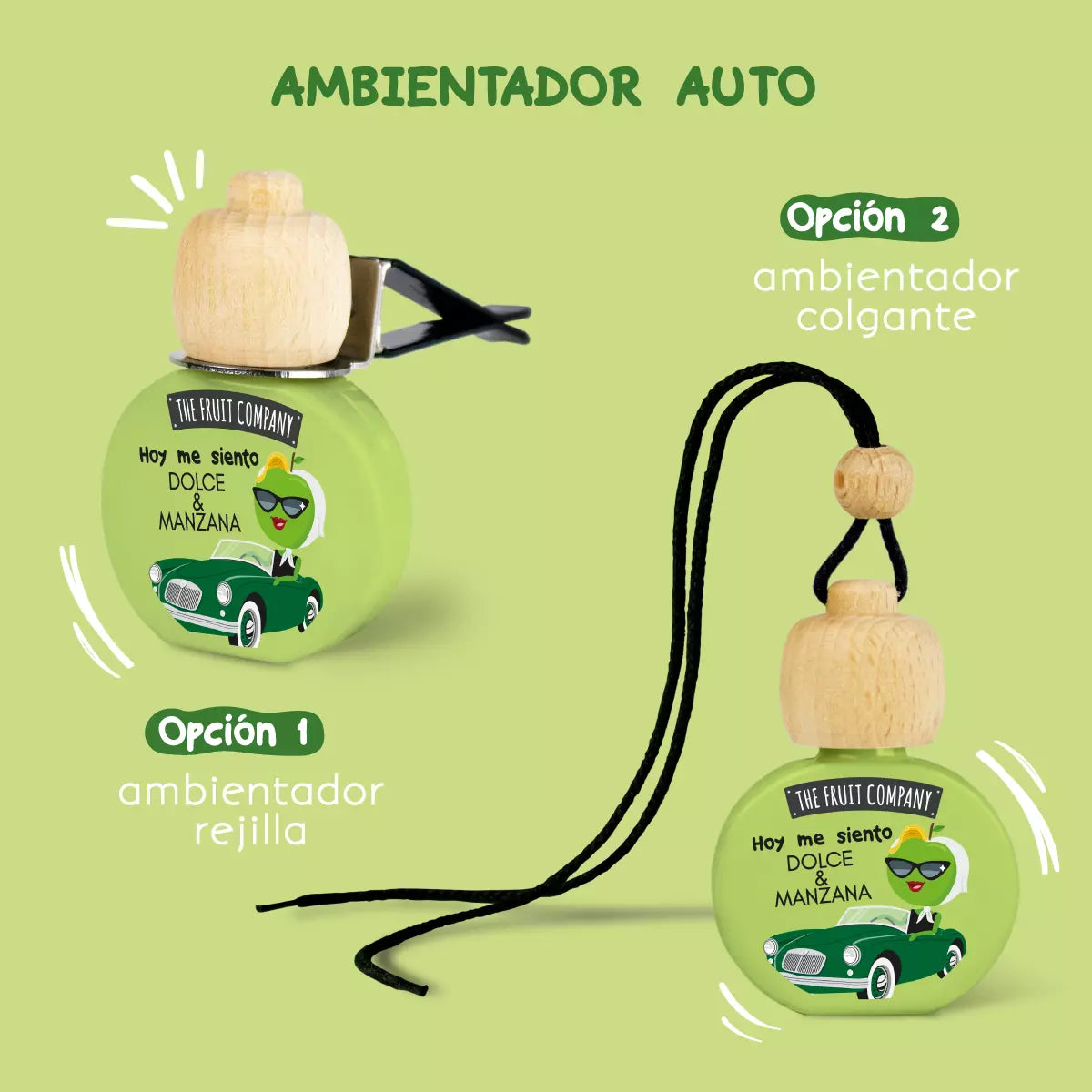 Parfum pour voiture 2 utilisations – Pomme verte