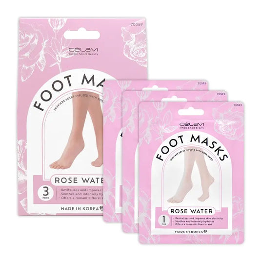 Celavie  Lot de 3 paires de masques pour les pieds à l'eau de rose