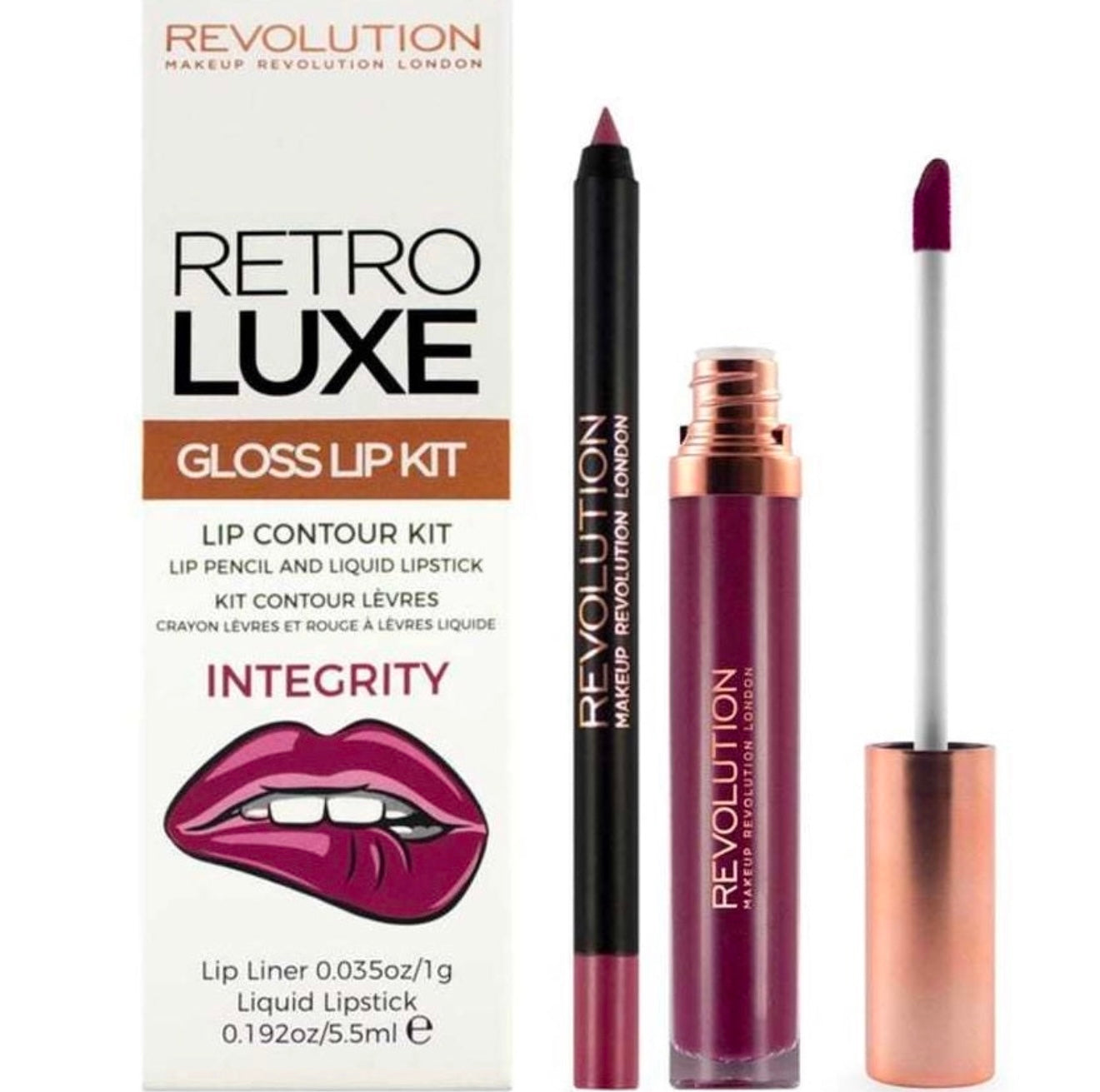 Kit de contour des lèvres REVOLUTION Retro Luxe - Crayon et rouge à lèvres (pack économique)