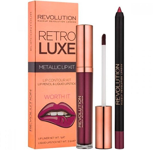 Kit de contour des lèvres REVOLUTION Retro Luxe - Crayon et rouge à lèvres (pack économique)